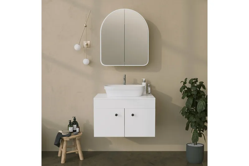 Heren Väggskåp med Spegel 45 cm - Vit - Hus & renovering - Kök & bad - Badrum - Badrumsmöbler & badrumsinredning - Spegelskåp badrum