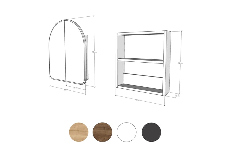 Heren Väggskåp med Spegel 45 cm - Vit - Hus & renovering - Kök & bad - Badrum - Badrumsmöbler & badrumsinredning - Spegelskåp badrum