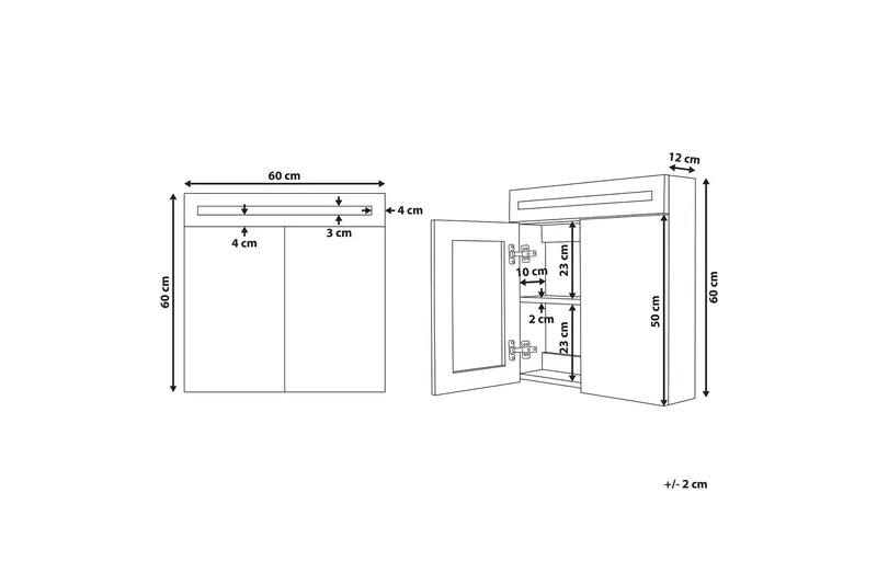 Jaramillo Badrumsskåp 60 cm Spegel med LED-belysning - Vit - Hus & renovering - Kök & bad - Badrum - Badrumsmöbler & badrumsinredning - Spegelskåp badrum