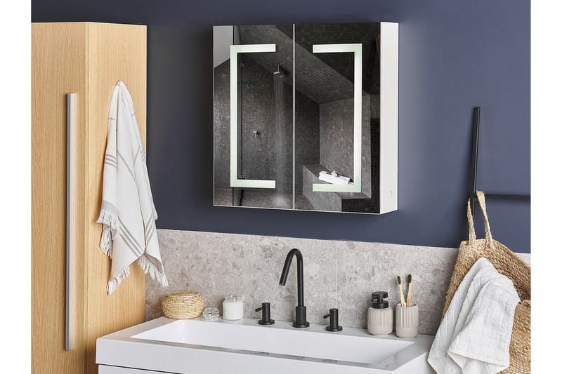 Mazarredo Badrumsskåp 60 cm Spegel med LED-belysning - Vit - Spegelskåp badrum