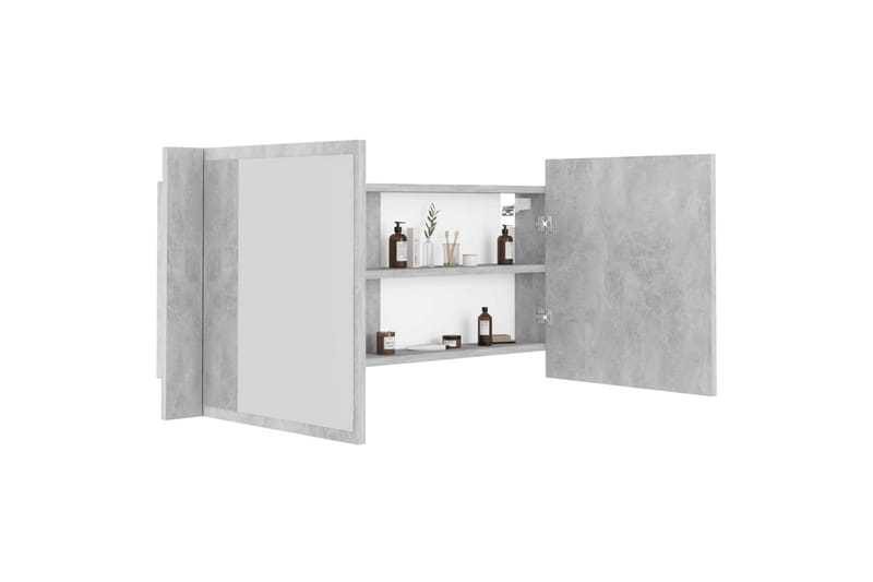 Spegelskåp med LED betonggrå 100x12x45 cm - Grå - Hus & renovering - Kök & bad - Badrum - Badrumsmöbler & badrumsinredning - Spegelskåp badrum