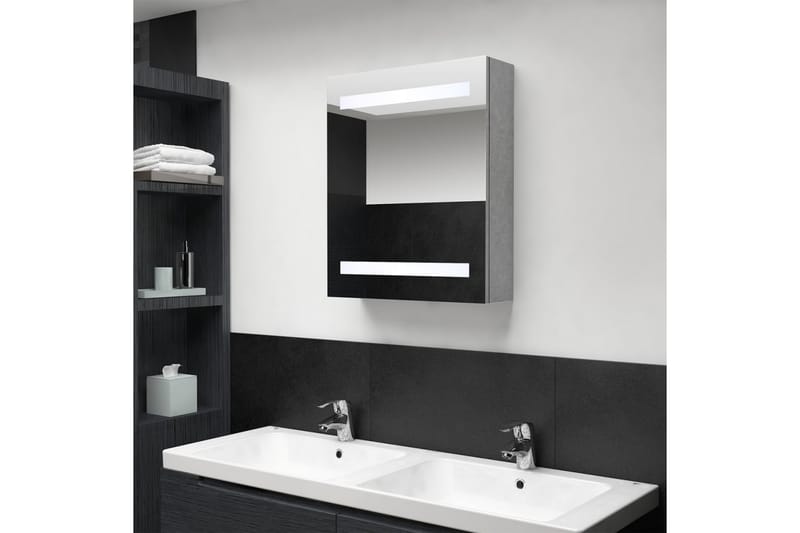 Spegelskåp med LED betonggrå 50x14x60 cm - Grå - Spegelskåp badrum