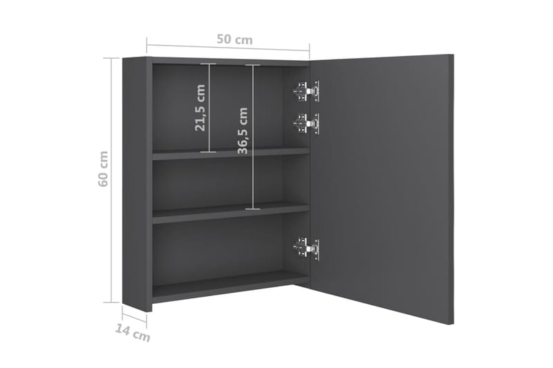 Spegelskåp med LED grå 50x14x60 cm - Grå - Hus & renovering - Kök & bad - Badrum - Badrumsmöbler & badrumsinredning - Spegelskåp badrum