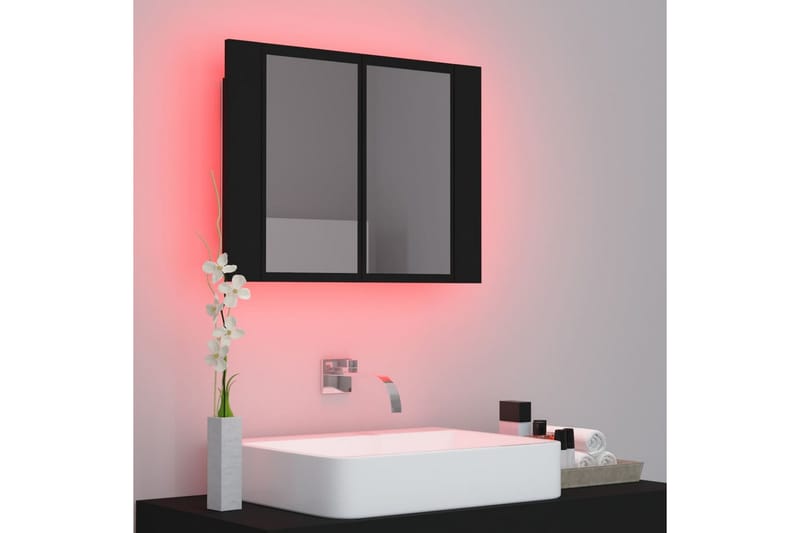 Spegelskåp med LED svart 60x12x45 cm - Svart - Hus & renovering - Kök & bad - Badrum - Badrumsmöbler & badrumsinredning - Spegelskåp badrum