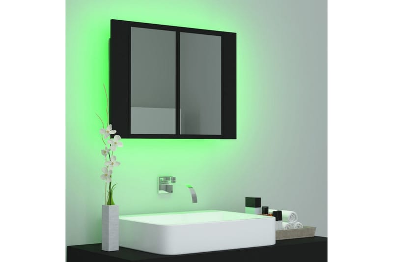 Spegelskåp med LED svart 60x12x45 cm - Svart - Hus & renovering - Kök & bad - Badrum - Badrumsmöbler & badrumsinredning - Spegelskåp badrum