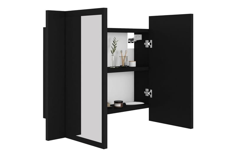 Spegelskåp med LED svart 60x12x45 cm - Svart - Hus & renovering - Kök & bad - Badrum - Badrumsmöbler & badrumsinredning - Spegelskåp badrum