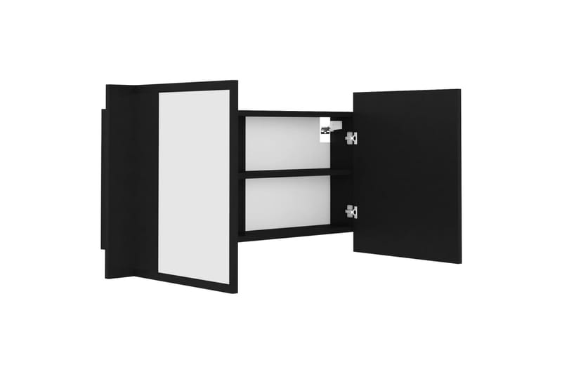 Spegelskåp med LED svart 90x12x45 cm - Svart - Hus & renovering - Kök & bad - Badrum - Badrumsmöbler & badrumsinredning - Spegelskåp badrum