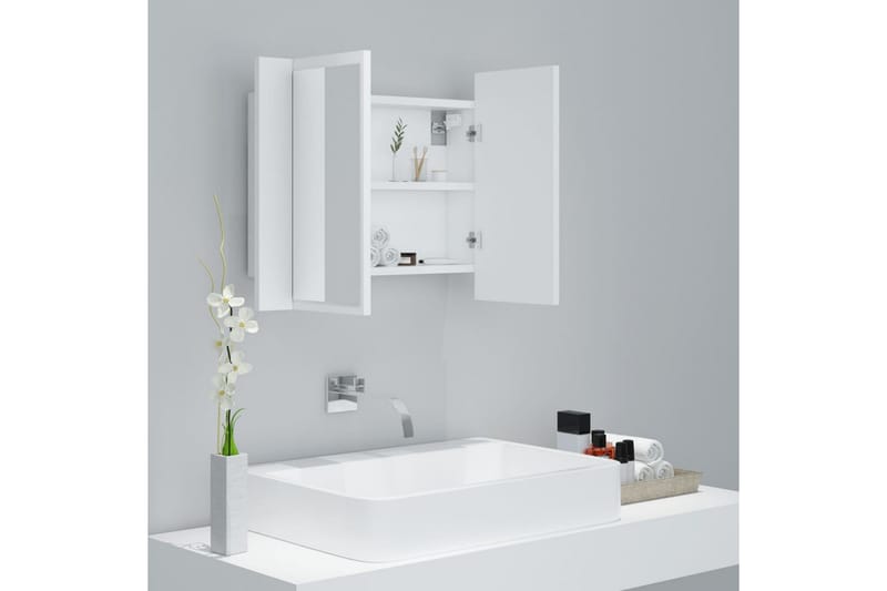 Spegelskåp med LED vit 60x12x45 cm - Vit - Spegelskåp badrum