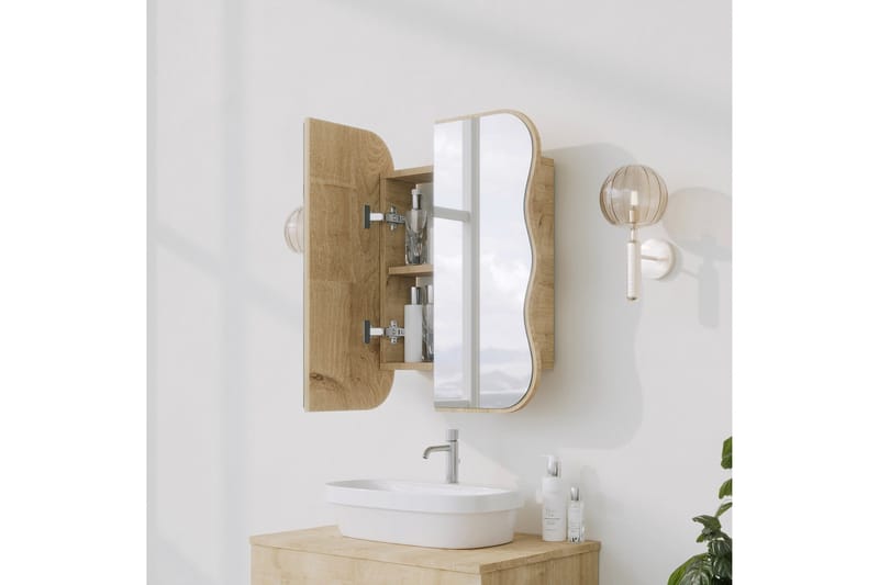 Najmin Väggskåp med Spegel 45 cm - Ek - Hus & renovering - Kök & bad - Badrum - Badrumsmöbler & badrumsinredning - Spegelskåp badrum