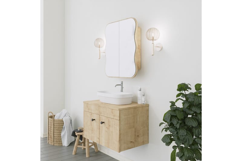 Najmin Väggskåp med Spegel 45 cm - Ek - Hus & renovering - Kök & bad - Badrum - Badrumsmöbler & badrumsinredning - Spegelskåp badrum