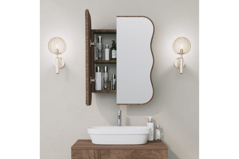 Najmin Väggskåp med Spegel 45 cm - Valnöt - Hus & renovering - Kök & bad - Badrum - Badrumsmöbler & badrumsinredning - Spegelskåp badrum