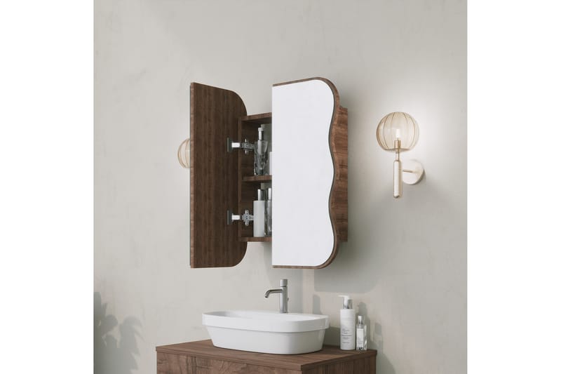 Najmin Väggskåp med Spegel 45 cm - Valnöt - Spegelskåp badrum