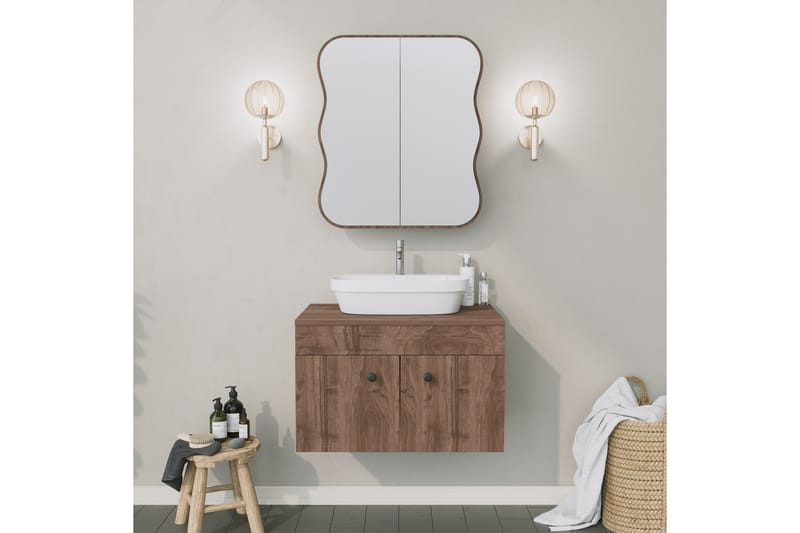 Najmin Väggskåp med Spegel 45 cm - Valnöt - Spegelskåp badrum