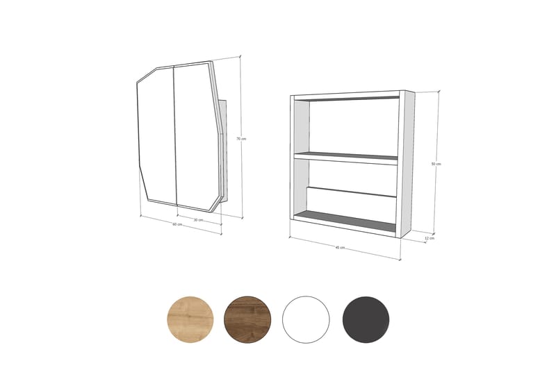 Patni Väggskåp med Spegel 45 cm - Svart - Hus & renovering - Kök & bad - Badrum - Badrumsmöbler & badrumsinredning - Spegelskåp badrum