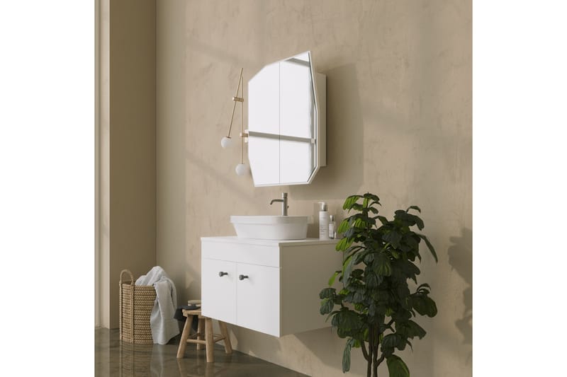 Patni Väggskåp med Spegel 45 cm - Vit - Spegelskåp badrum