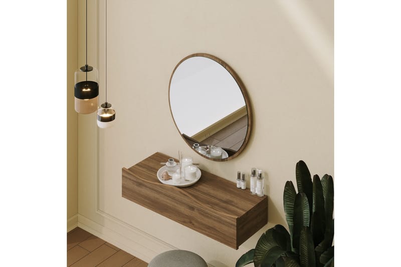 Princesse Väggskåp med Spegel 82 cm - Valnöt - Hus & renovering - Kök & bad - Badrum - Badrumsmöbler & badrumsinredning - Spegelskåp badrum