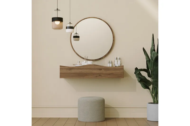 Princesse Väggskåp med Spegel 82 cm - Valnöt - Hus & renovering - Kök & bad - Badrum - Badrumsmöbler & badrumsinredning - Spegelskåp badrum