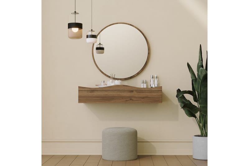 Princesse Väggskåp med Spegel 82 cm - Valnöt - Hus & renovering - Kök & bad - Badrum - Badrumsmöbler & badrumsinredning - Spegelskåp badrum