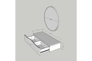 Princesse Väggskåp med Spegel 82 cm - Valnöt - Hus & renovering - Kök & bad - Badrum - Badrumsmöbler & badrumsinredning - Spegelskåp badrum