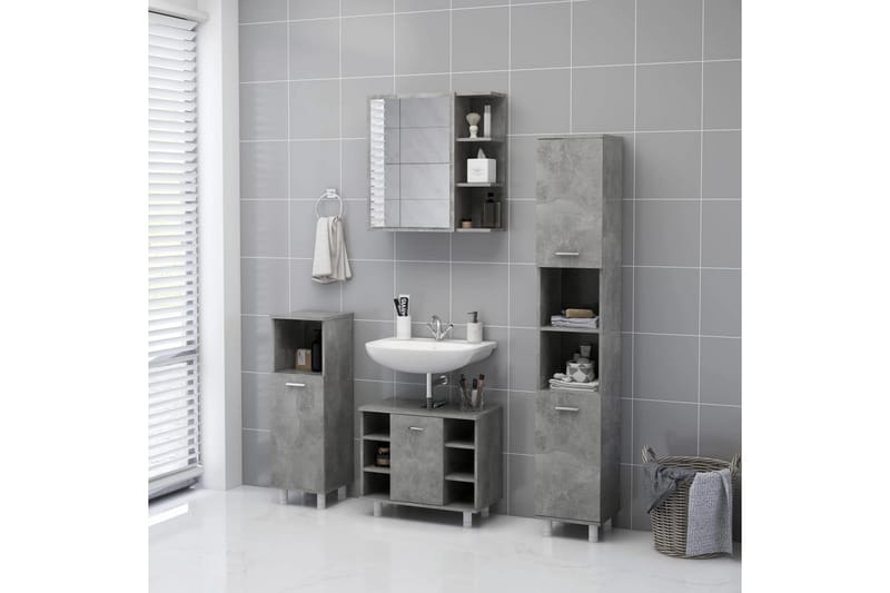 Spegelskåp för badrum betonggrå 62,5x20,5x64 cm spånskiva - Grå - Hus & renovering - Kök & bad - Badrum - Badrumsmöbler & badrumsinredning - Spegelskåp badrum