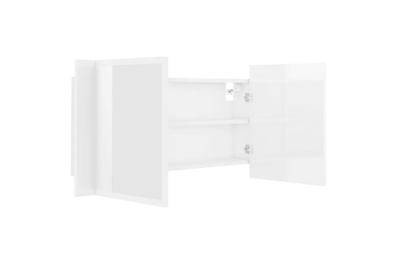 Spegelskåp för badrum LED vit högglans 90x12x45 cm - Vit - Spegelskåp badrum