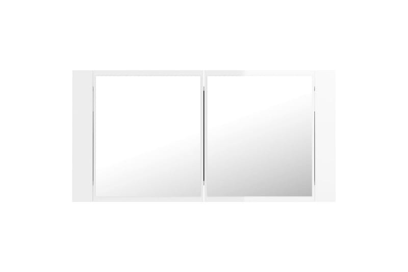 Spegelskåp för badrum LED vit högglans 90x12x45 cm - Vit - Spegelskåp badrum