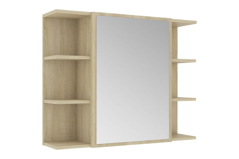 Spegelskåp för badrum sonoma-ek 80x20,5x64 cm spånskiva - Brun - Spegelskåp badrum