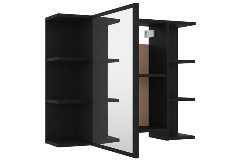 Spegelskåp för badrum svart 80x20,5x64 cm spånskiva - Svart - Hus & renovering - Kök & bad - Badrum - Badrumsmöbler & badrumsinredning - Spegelskåp badrum