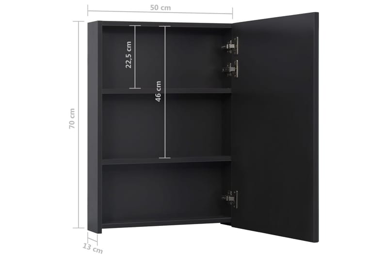 Spegelskåp med LED 50x13x70 cm - Grå - Hus & renovering - Kök & bad - Badrum - Badrumsmöbler & badrumsinredning - Spegelskåp badrum