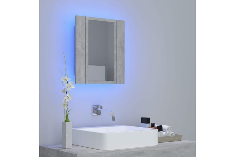 Spegelskåp med LED betonggrå 40x12x45 cm - Grå - Hus & renovering - Kök & bad - Badrum - Badrumsmöbler & badrumsinredning - Spegelskåp badrum