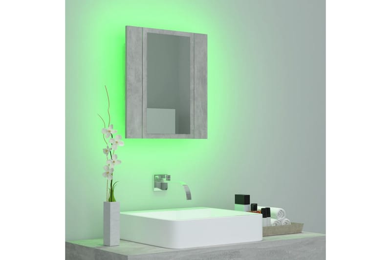 Spegelskåp med LED betonggrå 40x12x45 cm - Grå - Hus & renovering - Kök & bad - Badrum - Badrumsmöbler & badrumsinredning - Spegelskåp badrum