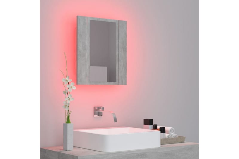 Spegelskåp med LED betonggrå 40x12x45 cm - Grå - Hus & renovering - Kök & bad - Badrum - Badrumsmöbler & badrumsinredning - Spegelskåp badrum