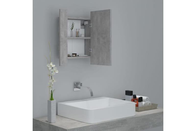 Spegelskåp med LED betonggrå 40x12x45 cm - Grå - Spegelskåp badrum