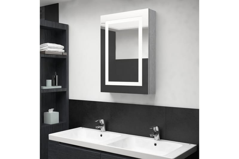 Spegelskåp med LED betonggrå 50x13x70 cm - Grå - Spegelskåp badrum