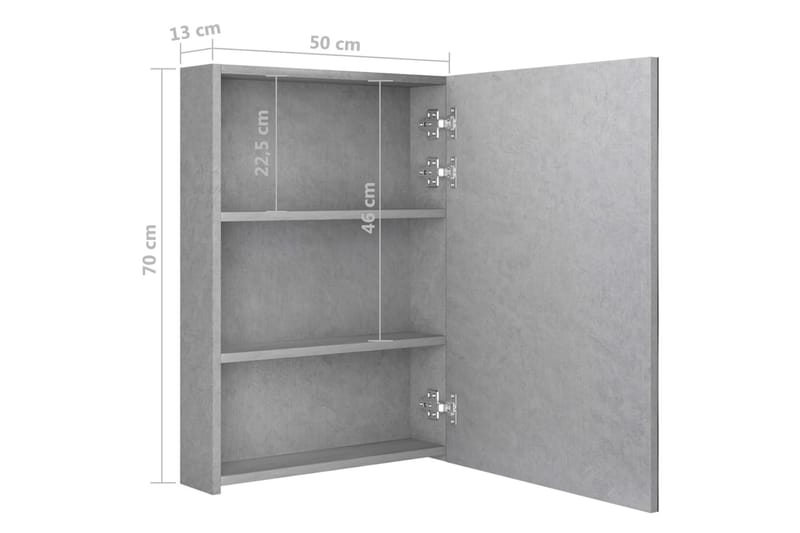 Spegelskåp med LED betonggrå 50x13x70 cm - Grå - Hus & renovering - Kök & bad - Badrum - Badrumsmöbler & badrumsinredning - Spegelskåp badrum