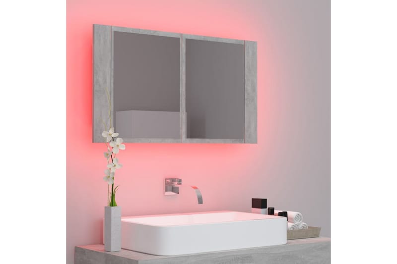 Spegelskåp med LED betonggrå 80x12x45 cm - Grå - Spegelskåp badrum