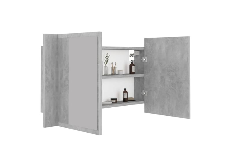 Spegelskåp med LED betonggrå 80x12x45 cm - Grå - Hus & renovering - Kök & bad - Badrum - Badrumsmöbler & badrumsinredning - Spegelskåp badrum