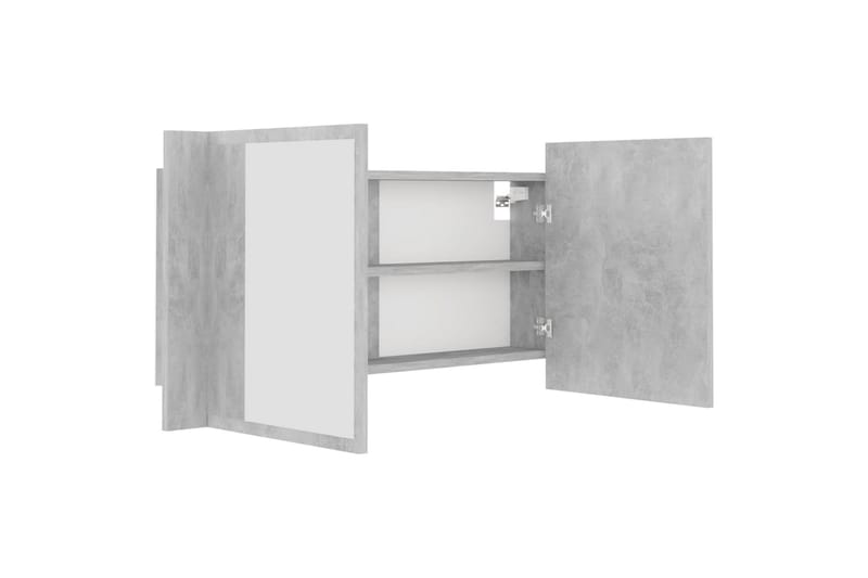 Spegelskåp med LED betonggrå 90x12x45 cm - Grå - Hus & renovering - Kök & bad - Badrum - Badrumsmöbler & badrumsinredning - Spegelskåp badrum