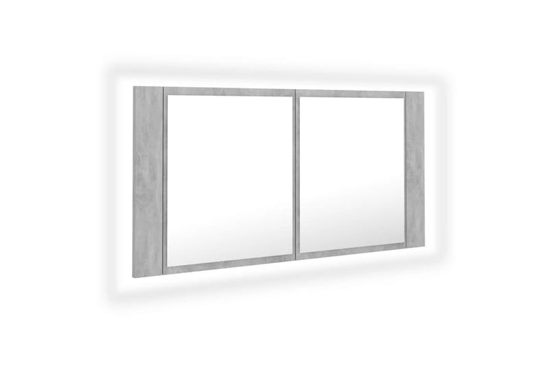 Spegelskåp med LED betonggrå 90x12x45 cm - Grå - Hus & renovering - Kök & bad - Badrum - Badrumsmöbler & badrumsinredning - Spegelskåp badrum