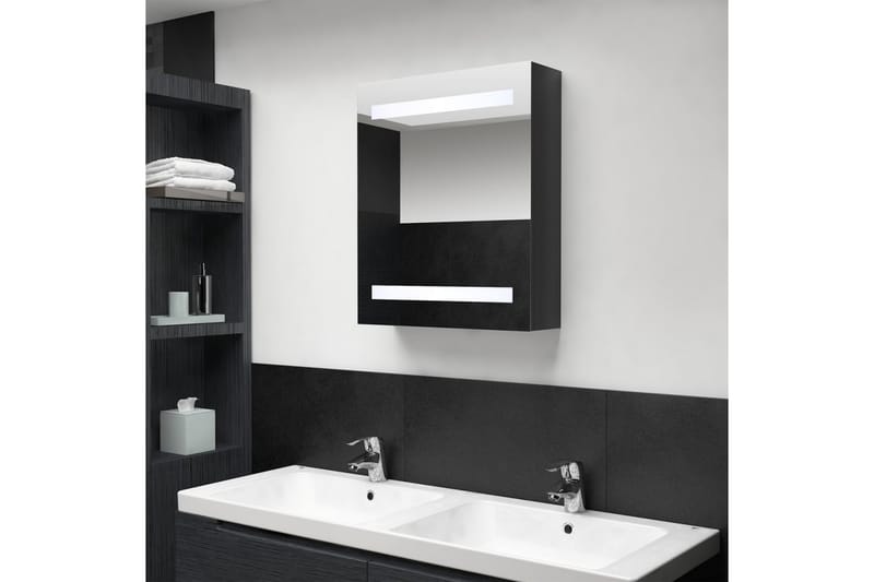 Spegelskåp med LED blank svart 50x14x60 cm - Svart - Hus & renovering - Kök & bad - Badrum - Badrumsmöbler & badrumsinredning - Spegelskåp badrum