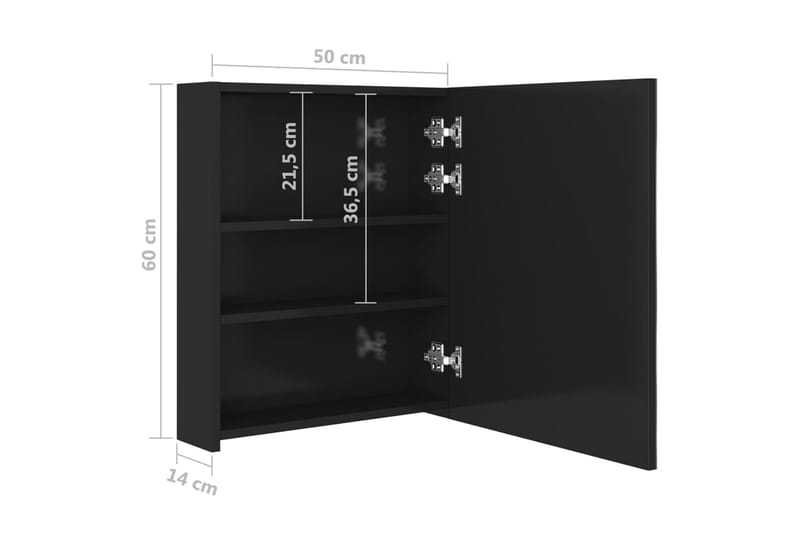 Spegelskåp med LED blank svart 50x14x60 cm - Svart - Spegelskåp badrum