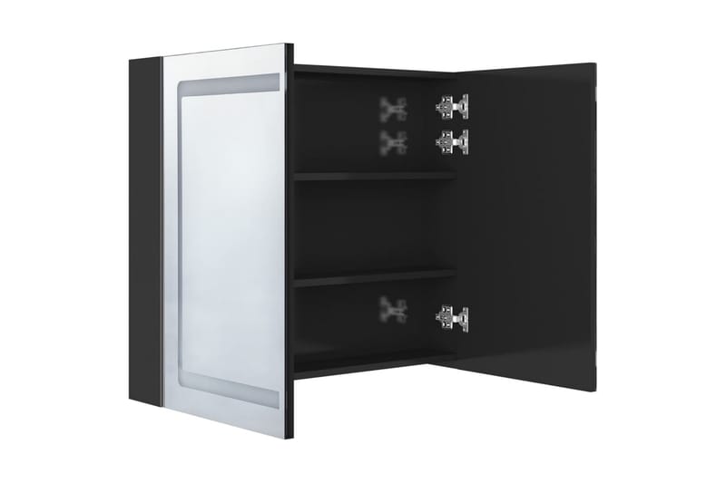 Spegelskåp med LED blank svart 80x12x68 cm - Svart - Spegelskåp badrum