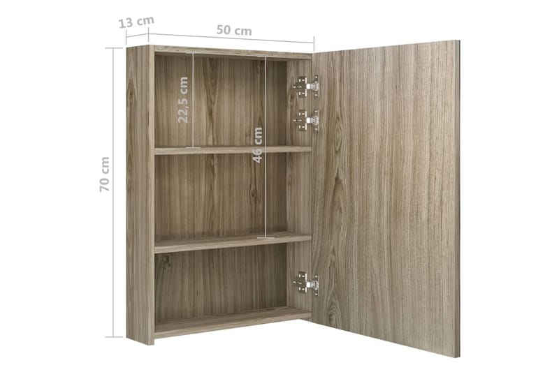 Spegelskåp med LED ek 50x13x70 cm - Brun - Hus & renovering - Kök & bad - Badrum - Badrumsmöbler & badrumsinredning - Spegelskåp badrum