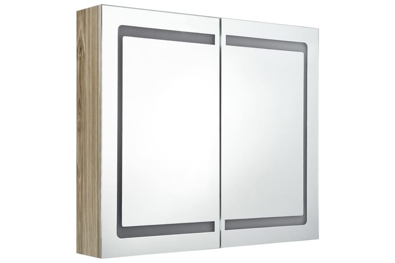 Spegelskåp med LED ek 80x12x68 cm - Brun - Hus & renovering - Kök & bad - Badrum - Badrumsmöbler & badrumsinredning - Spegelskåp badrum