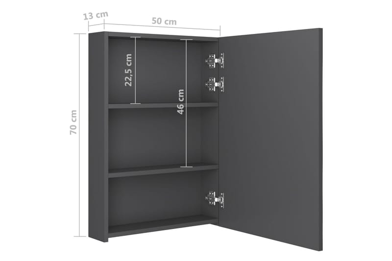 Spegelskåp med LED grå 50x13x70 cm - Grå - Hus & renovering - Kök & bad - Badrum - Badrumsmöbler & badrumsinredning - Spegelskåp badrum