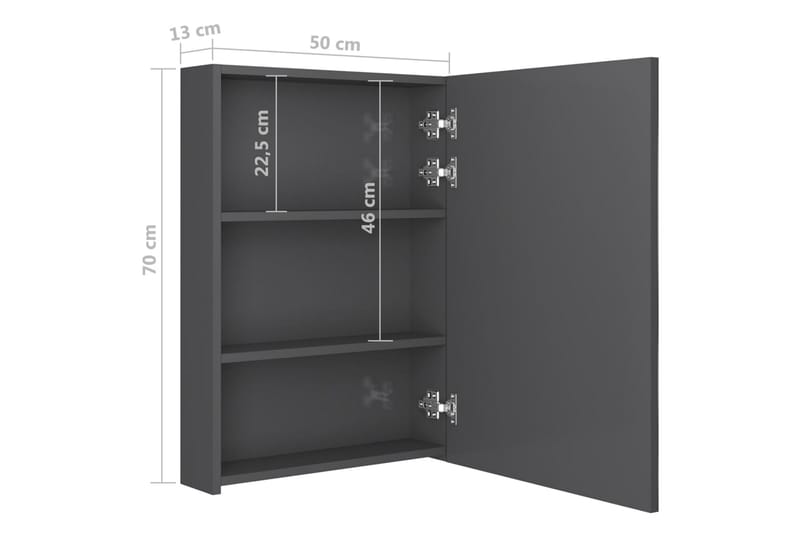 Spegelskåp med LED grå 50x13x70 cm - Grå - Hus & renovering - Kök & bad - Badrum - Badrumsmöbler & badrumsinredning - Spegelskåp badrum