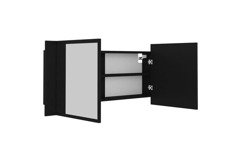 Spegelskåp med LED svart 100x12x45 cm - Svart - Spegelskåp badrum
