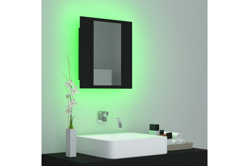 Spegelskåp med LED svart 40x12x45 cm - Svart - Spegelskåp badrum