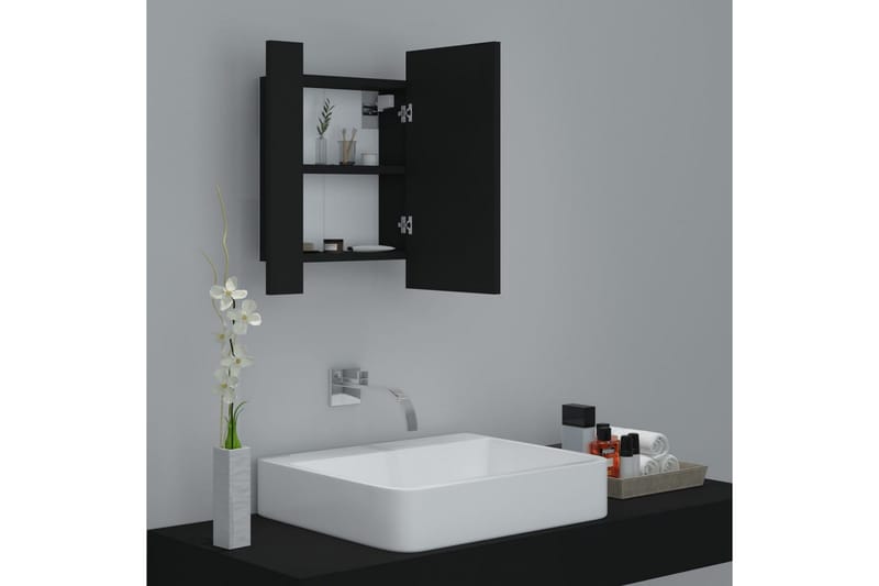 Spegelskåp med LED svart 40x12x45 cm - Svart - Spegelskåp badrum