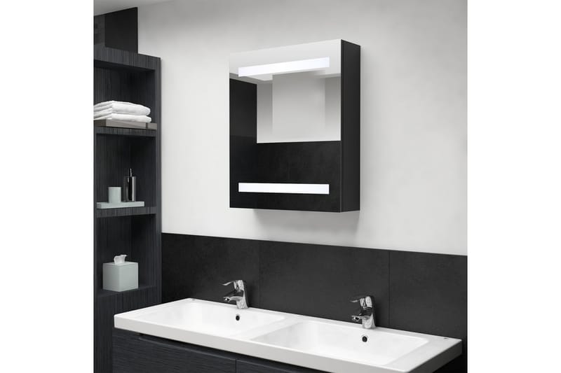 Spegelskåp med LED svart 50x14x60 cm - Svart - Spegelskåp badrum